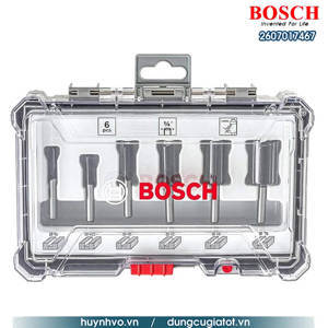 Bộ mũi phay thẳng 6 chi tiết dùng cho gỗ Bosch 2607017467