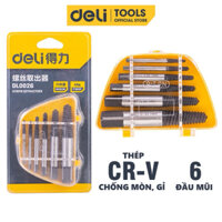 Bộ Mũi Vít Deli Nhổ Ốc Gãy, Tháo Bu Lông 6 Đầu Vít - Chất Liệu Thép CR-V Chống Mòn Gỉ - Dễ Dàng Sử Dụng - DL0026