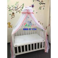 Bộ mùng viền hồng cho cũi khổ 6mx2m