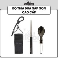 Bộ Muỗng Đũa Gấp Gọn Inox 304 Dã Ngoại, Tiện Lợi Cho Cắm Trại, Leo Núi, Du Lịch, Dã Ngoại