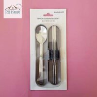 Bộ muỗng đũa Lock&amp;Lock bằng thép không gỉ kèm hộp nhựa nhỏ gọn HPL105 - Xám HPL105