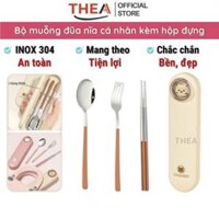 Bộ muỗng đũa nĩa cá nhân, hộp đũa thìa văn phòng inox 304 cao cấp an toàn bền bỉ phong cách hàn quốc - THEA