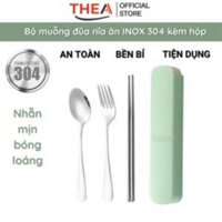 Bộ muỗng đũa nĩa cá nhân, hộp đũa thìa văn phòng inox 304 cao cấp an toàn bền bỉ phong cách hàn quốc - THEA