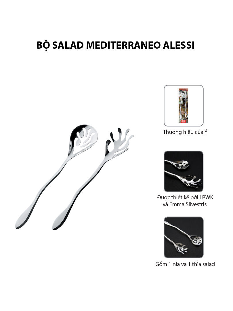 Bộ muỗng nĩa salad Alessi Mediterraneo ESI16SET