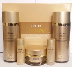 Bộ mỹ phẩm dưỡng trắng da ốc Sên vàng Cellio Gold Snail