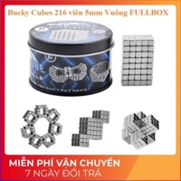 Bộ nam châm tạo hình thông minh Bucky Cubes 216 viên 5mm Vuông màu Bạc hộp nhôm sang nrọng