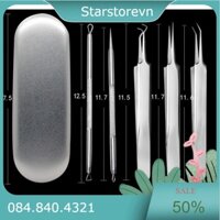 Bộ nặn mụn 5 chi tiết 3 nhíp 2 que nặn mụn phù hợp dùng spa cái nhân