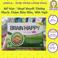 Bổ Não Brain Happy (HSD 2027, h 100v) - Giúp Hoạt Huyết Thông Mạch, Giảm Đau Đầu, Chóng Măt, Mất Ngủ