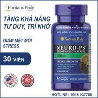 Bổ não, cải thiện trí nhớ Puritan's Pride Neuro-PS Phosphatidylserine 100mg - Puritan's Pride 30 viên