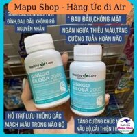 Bổ não GINKGO 2000 Healthy Care ÚC lọ 100v, giảm đau, tuần hoàn não, hàng chính hãng