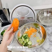 Bộ nạo rau củ 3 món bào Nhật Bản - Rổ nạo rau củ kiêm rổ và chậu inox cao cấp đa năng,tiện lợi dùng nhà bếp