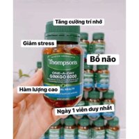 Bổ não tăng cường trí nhớ [Úc] Ginkgo Biloba 6000mg Thompson's 60v Chính hãng