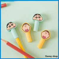 Bộ nắp bút chì mặt nhân vật DAISO Hàn Quốc Crayon Shin-chan