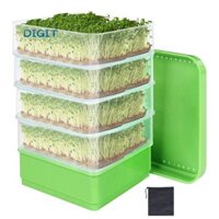 Bộ nảy mầm hạt đậu, Khay trồng cây siêu nhỏ màu xanh lá cây, Khay thoát nước, Bộ trồng mầm có thể xếp chồng lên nhau bốn tầng Dễ dàng lắp đặt Dễ dàng sử dụng