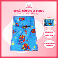 Bộ nệm cho bé đi học mẫu giáo, vải Thắng Lợi thoáng mát, phù hợp bé 1-5 tuổi