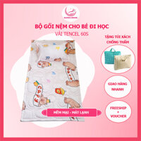 Bộ nệm cho bé tencel 60s Katina House, vải bóng mượt mát lạnh, gối gòn lông vũ êm ái
