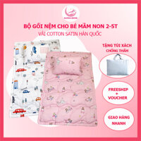 Bộ nệm gối cho bé đi học mẫu giáo Katina House, vải cotton satin hàn quốc đẹp, mềm mát