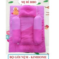 Bộ nệm gối cho bé sơ sinh chất vải cotton mát, nệm gòn mềm  bé từ 0-2 tuổi