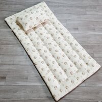 Bộ nệm gối Muslin lót cũi cho bé, Bộ nệm gối đi học mẫu giáo chần gòn Kimhome có túi đựng.