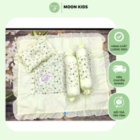 Bộ nệm sơ sinh viền bèo mỏng nhẹ hoạ tiết dễ thương vải kate cho bé