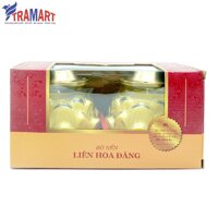 Bộ nến LIÊN HOA ĐĂNG - Hộp 2 hũ nến thơm hình hoa sen Lucky Prayer LUC6088 (Cam)