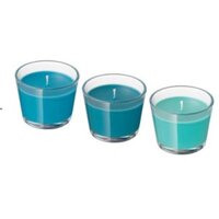 Bộ nến thơm IKEA BRÄCKA - Scented candle in glass, turquoise Coconut, turquoise