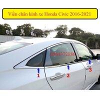 Bộ nẹp chân, cong kính xe Honda Civic 2016-2021 inox cao cấp, sáng bóng