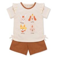 Bộ ngắn bé gái Animo LU1225037 (1-6Y, Kem-Nâu, TT02)