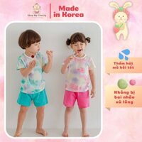 Bộ Ngắn Cao Cấp Cho Bé Nội Địa Hàn Quốc Của Hãng Cordii, Chất Cotton giấy Organic,Mẫu Hồng Loan