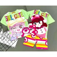 Bộ ngố bé gái thun lạnh size đại thun lạnh in hoạ tiết hoạt hình - Đồ bộ bé gái 20kg đến 40kg