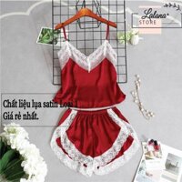 Bộ Ngủ 2 Dây Nữ 🌸FREESHIP🌸 Ren Xẻ Liền Thân Chất Lụa Satin Cao Cấp Đủ Size Dưới 65Kg.