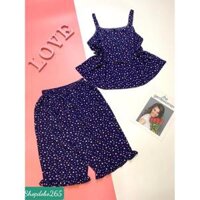 Bộ ngủ 2 dây,đồ bộ nữ,đồ ngủ mặc nhà lửng vải lụa BL 22 hoạ tiết hoa nhí siêu cưng. - Màu 9 - Size 45-55,57kg