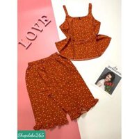 Bộ ngủ 2 dây,đồ bộ nữ,đồ ngủ mặc nhà lửng vải lụa BL 22 hoạ tiết hoa nhí siêu cưng. - Màu 7 - Size 45-55,57kg