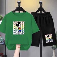 Bộ ngủ áo thun miki đứng quần đùi đen cho bé trai chất cotton size từ 9 đến 65kg