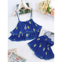 Bộ ngủ chiffon dập ly áo hai lớp,quần giả váy lót thun 40-65kg vừa.