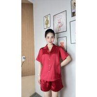 Bộ ngủ - đồ ngủ pijama tay cộc quần đùi lụa xước loại 1