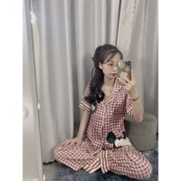 Bộ ngủ Lụa Latin,bộ ngủ rích rắc màu đỏ,bộ ngủ mecky