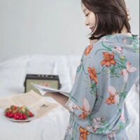 BỘ NGỦ LỤA PYJAMA ĐÙI HOA CAO CẤP MD017