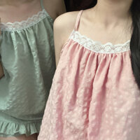 Bộ Ngủ Mặc Nhà Phối Ren Dễ Thương Bộ Ngủ 2 Dây Đồ Ngủ Mát Mẻ và