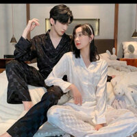 Bộ Ngủ Nam Nữ Pijama Dài Tay Lụa Gấm Sang Chảnh (miễn phí shippppppp)