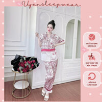 Bộ ngủ nữ cộc tay quần dài, set đồ nữ mặc nhà latin cao cấp hàng loại 1- Uyensleepwear