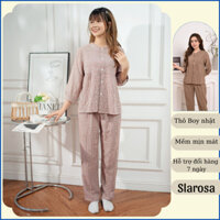Bộ Ngủ Nữ Mặc Nhà Slarosa Chất Kẻ Caro Phom Rộng
