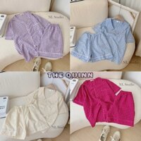 Bộ Ngủ Nữ Pijama Cộc Đùi Vải Thô Mềm Kẻ Caro - Đồ Bộ Mặc Nhà, Đồ Bộ Nữ Freesize