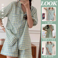 Bộ ngủ nữ Pijama  lụa ngắn tay hoạt hình ullazang mặc ở nhà mùa hè phong cách hàn quốc-BNN01