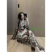 Bộ ngủ Pijama dài tay, BIG SIZE , hoạt tiết kiểu (Gạt phải để xem nhiều mẫu)