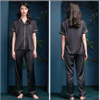 Bộ ngủ pijama nữ dài lụa thô cộc tay đồ ngủ nữ freesize