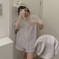Bộ Ngủ Pijama Nữ Kẻ Caro Nhỏ Xốp Mềm Mặc Nhà Dưới 65Kg