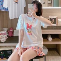 Bộ ngủ pijama nữ ngắn tay vịt Donal nhiều màu