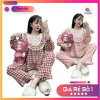 Bộ ngủ Pijama tiểu thư tay dài kẻ sọc P&L Store