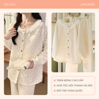 Bộ ngủ, pyjama trần bông Tiny Cherries LeuLeu Lingerie